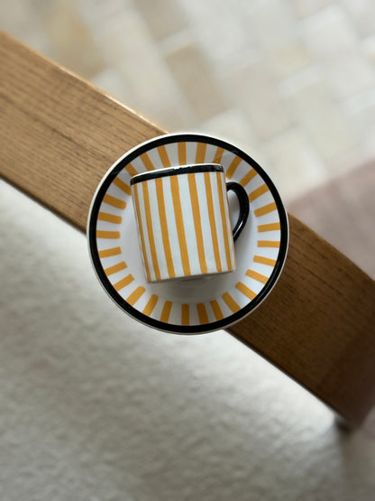 Yellow Stripe Demitasse Espresso Cups for Bonwit Teller - Made in Italy - Set of 4 | Collectors Gene