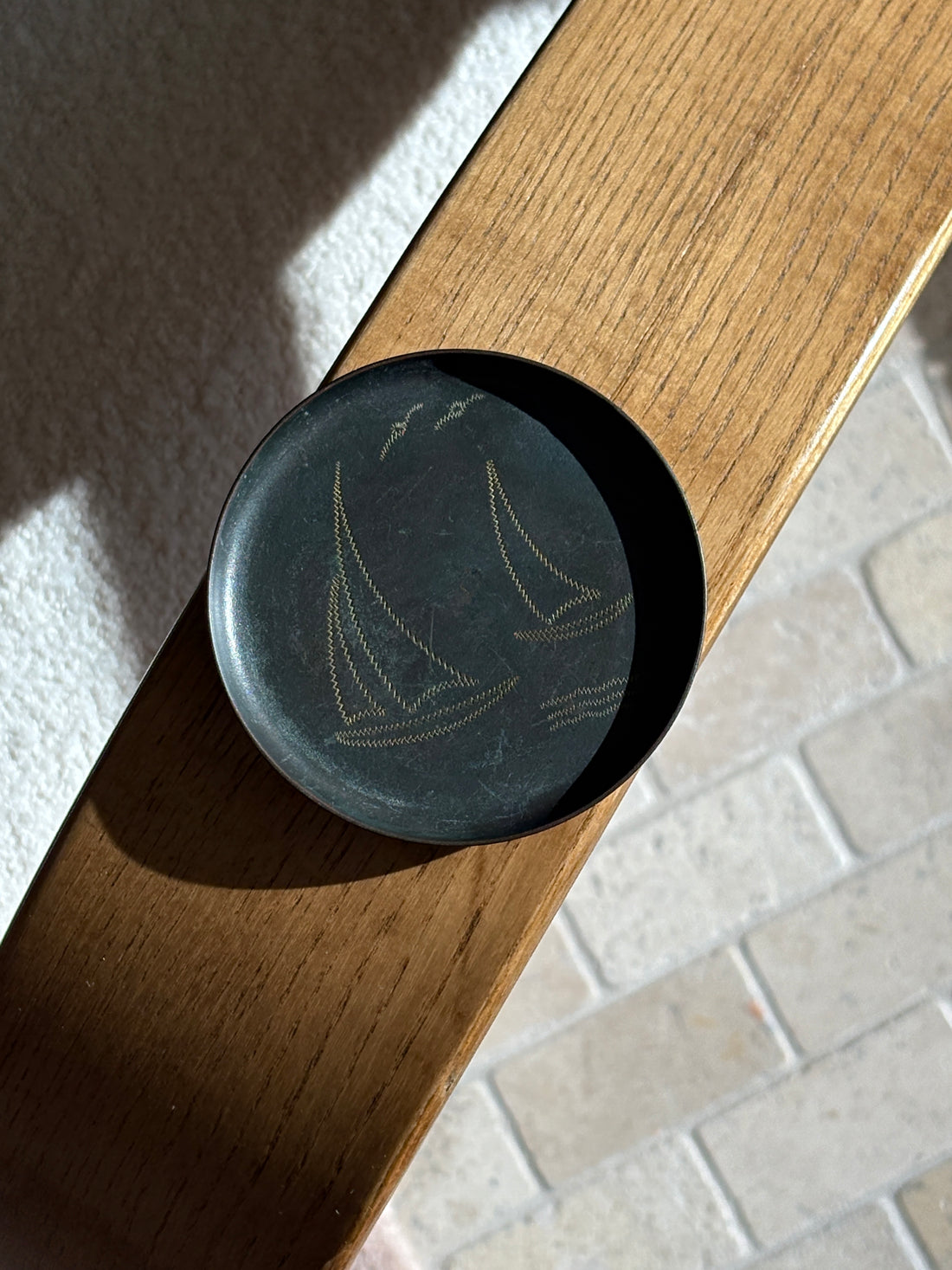 Ystad Brons Bronze Coaster with Sailboat Motif – Sweden | Collectors Gene